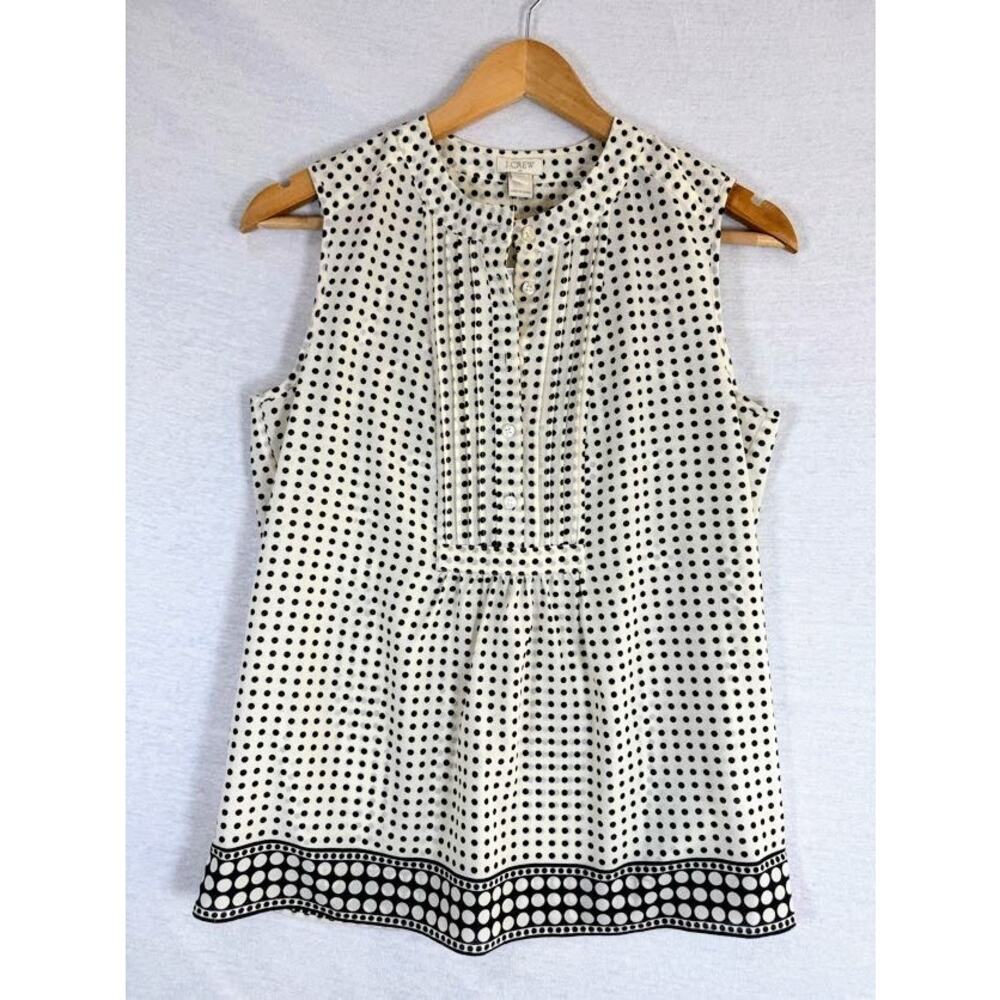 J.Crew Sleeveless Polka Dot Blouse Cream & Black Women Size 0